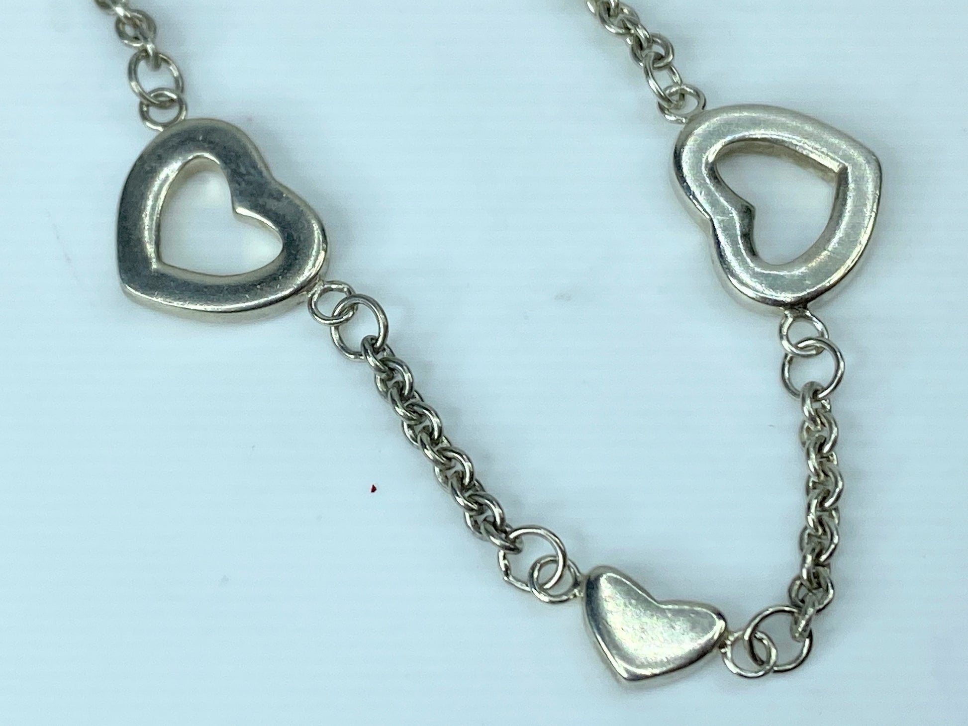 Tiffany & Co. Sterling silver Heart Station Toggle Bracelet 7.0" 6.8g JR318