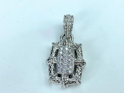 Estate Judith Ripka Pave Cluster CZ 925 Sterling Silver Enhancer Pendant JR0029