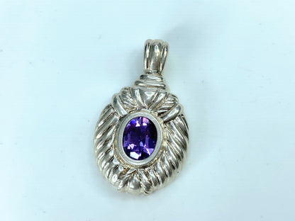 925 Silver faceted Amethyst Pendant Enhancer Designer Judith Ripka 10.9g JR0030