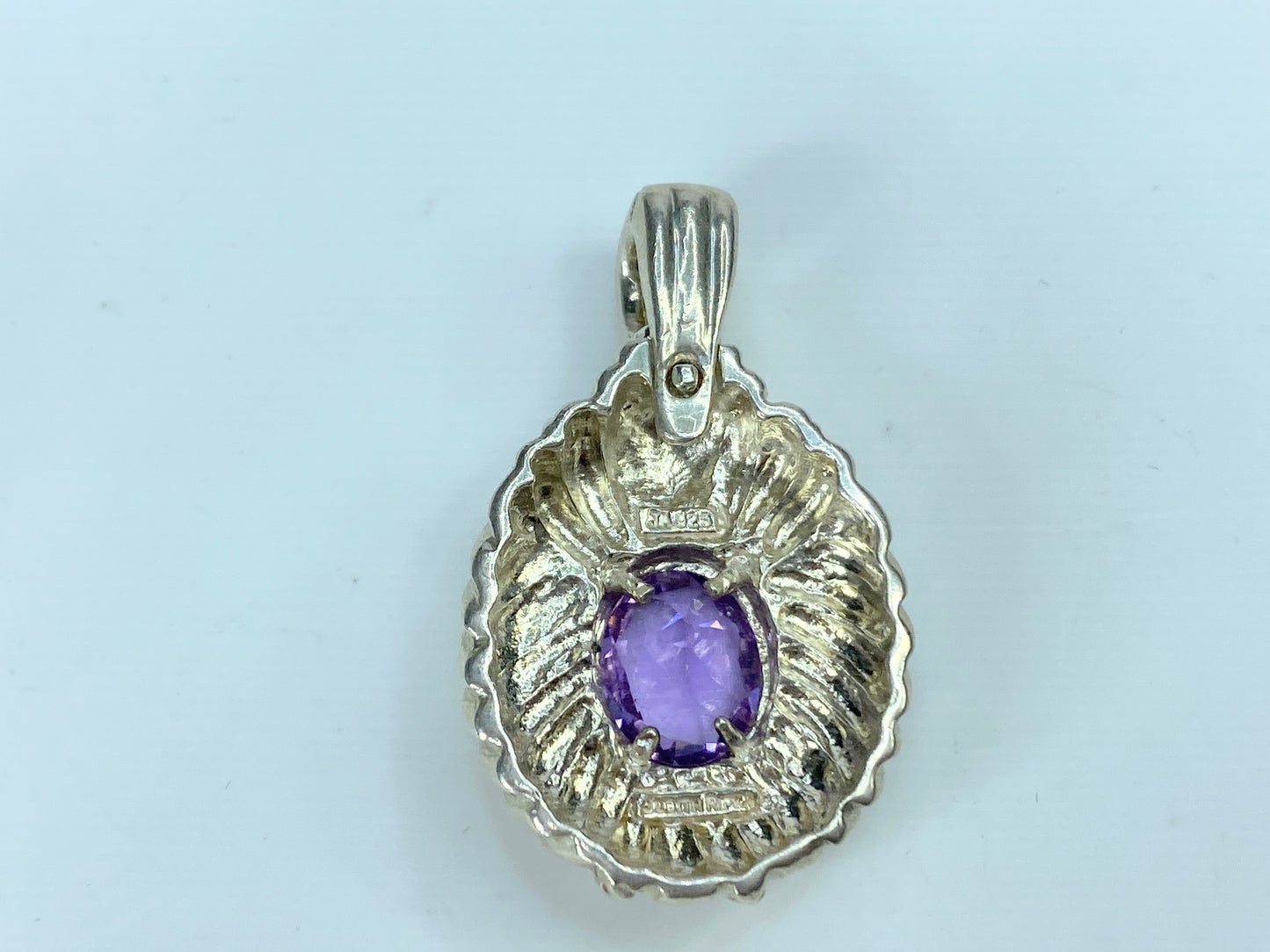 925 Silver faceted Amethyst Pendant Enhancer Designer Judith Ripka 10.9g JR0030