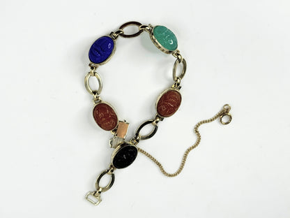 1940s W. E. Richards Co. Symmetalic Sterling and 14K Scarab Bracelet JR9427