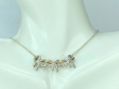 Tiffany & Co. Sterling silver 18K Triple Ribbon Bow necklace 18" JR9189