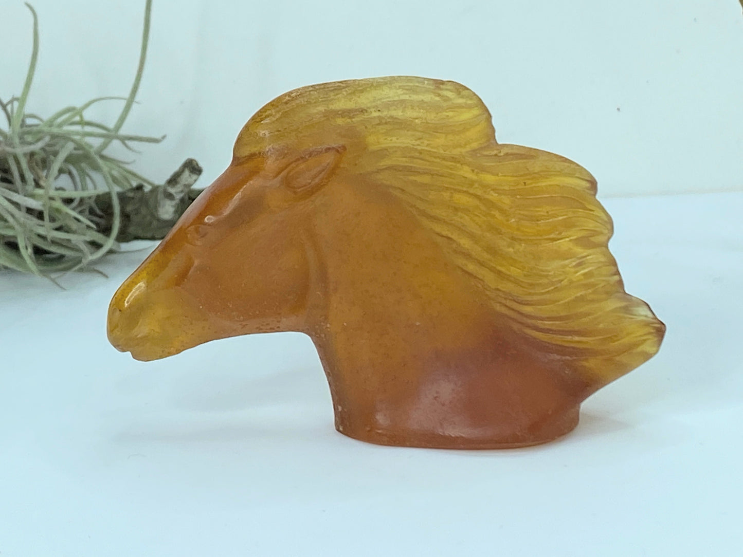 Daum Arabian Horse Head Sculpture Signed French Glass Art