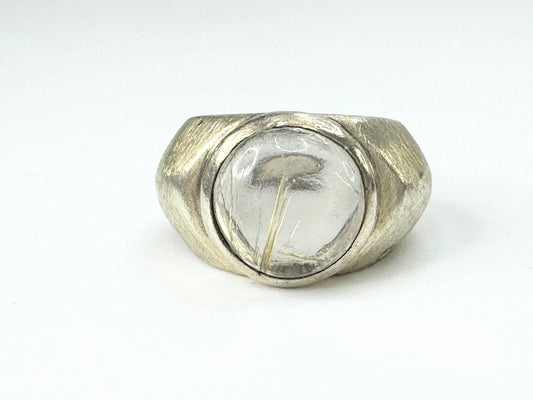 Rutilated Quartz cabochon ring in sterling silver s4.75 10.5g JR9428