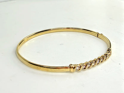 10K Yellow Gold 0.25ct G/VS2 Diamond Bangle Bracelet 4.9g, 7" JR1499