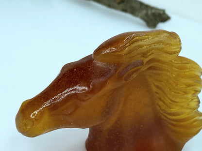 Daum Arabian Horse Head Sculpture Signed French Glass Art