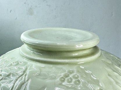 Antique Northwood Holly Carnival Glass Ruffled Bowl Yellow A955