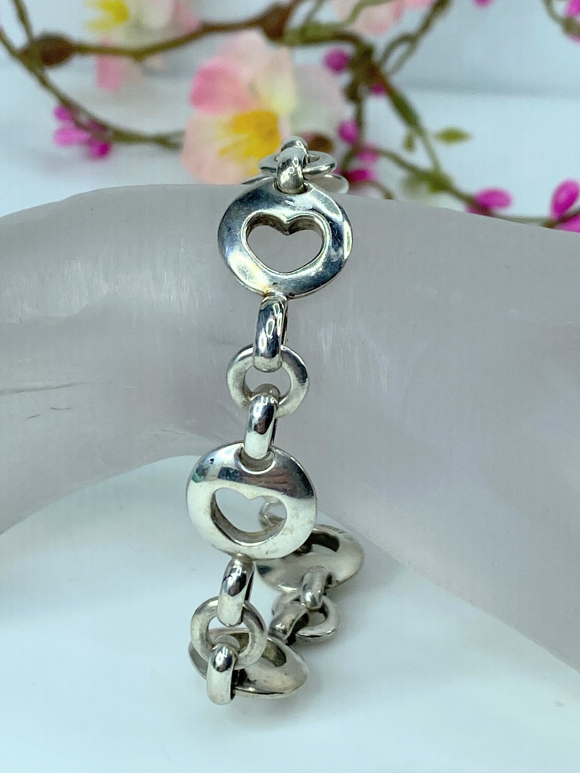 Tiffany & Co. Vintage Heart Stencil Link Bracelet 7 25" 25.7g JR322
