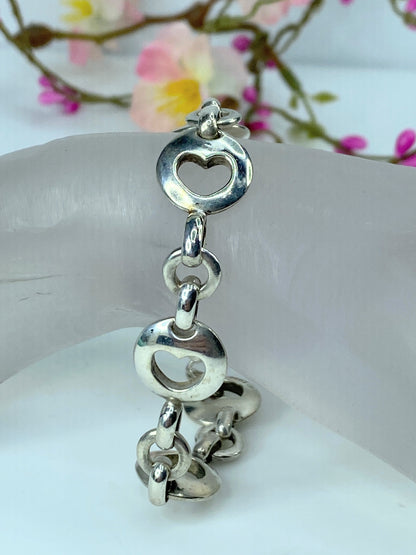 Tiffany & Co. Vintage Heart Stencil Link Bracelet 7 25" 25.7g JR322