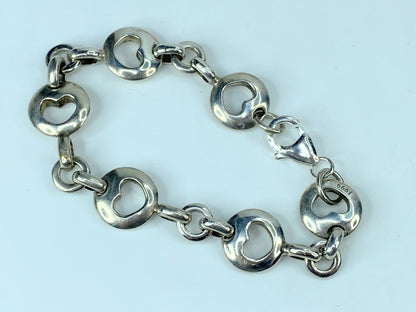 Tiffany & Co. Vintage Heart Stencil Link Bracelet 7 25" 25.7g JR322