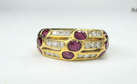 Designer Natural Ruby Diamond 18K yellow gold ring 6.9g s6.5 JR9430