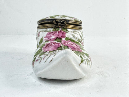 Vintage Limoges Porcelain Shoe Trinket Box Hand Painted Roses A957