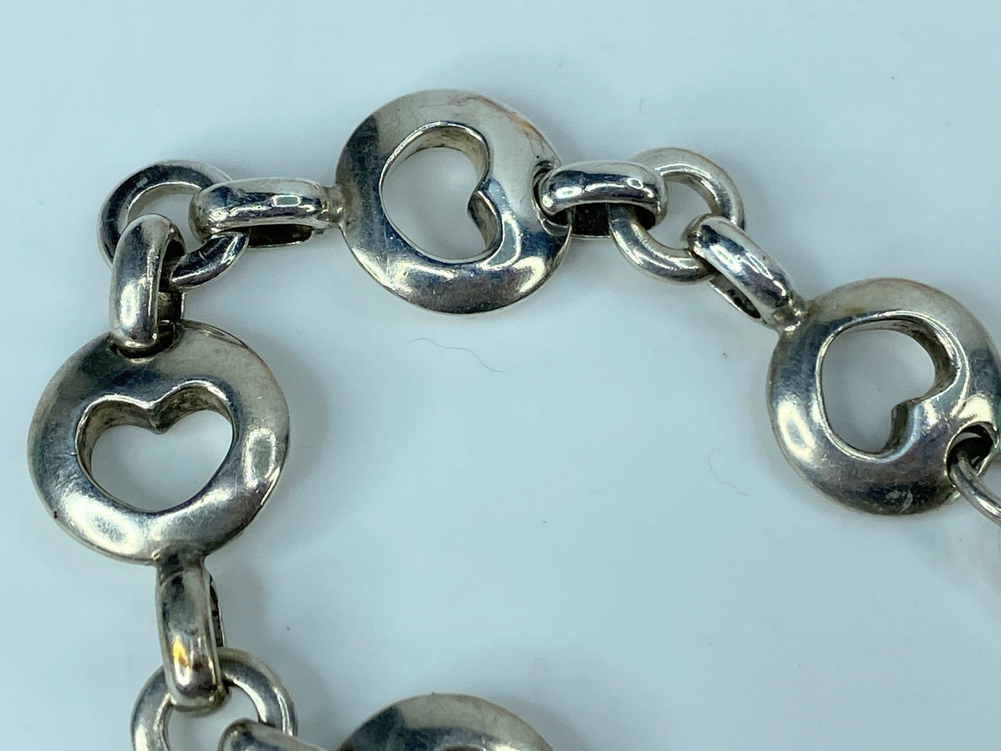 Tiffany & Co. Vintage Heart Stencil Link Bracelet 7 25" 25.7g JR322