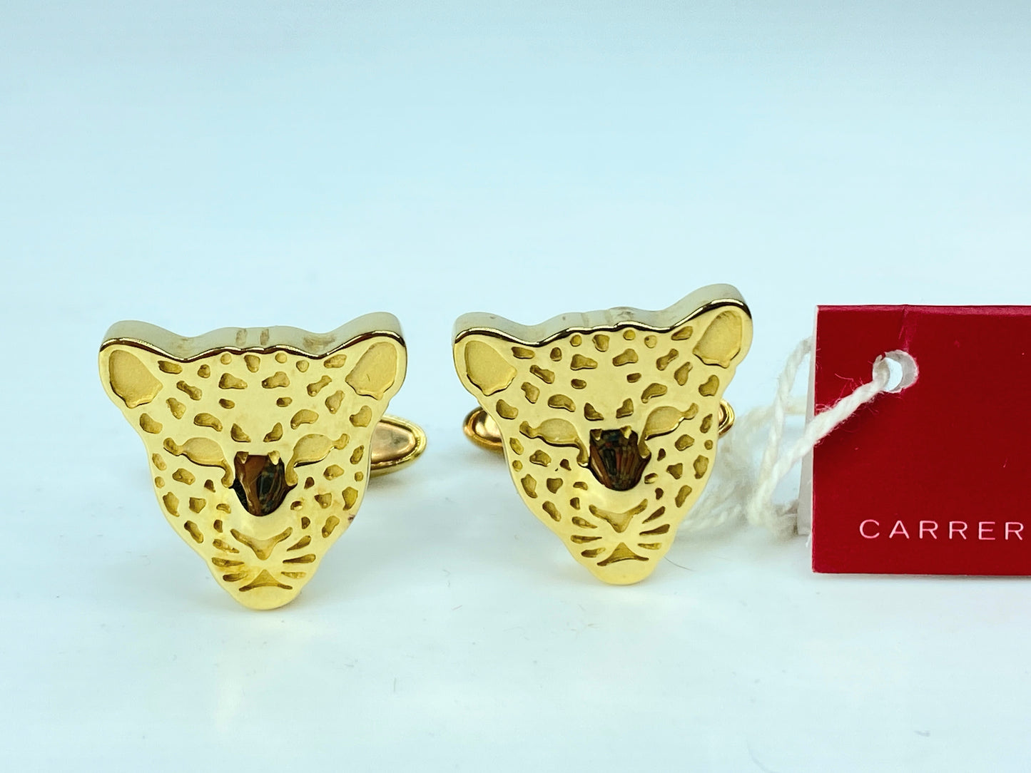 Vintage Carrera y Carrera 18K Yellow Gold Leopard Head Cufflinks JR1079