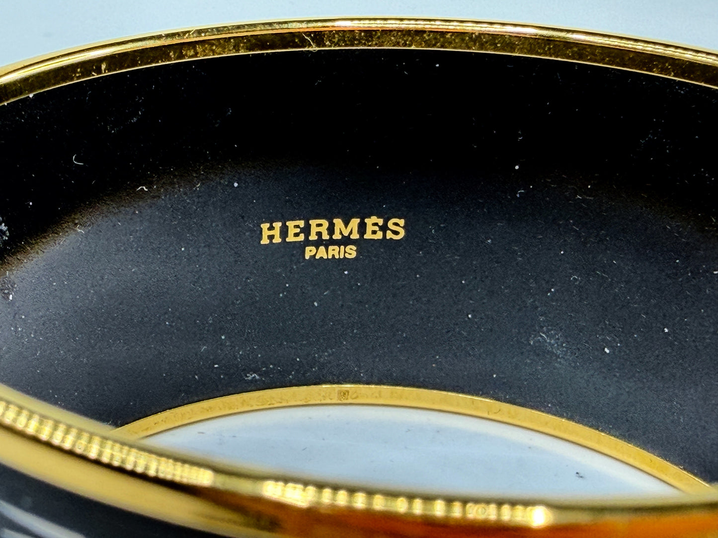 Vintage Hermès Enamel Feather Motif Wide Bangle Bracelet Austria GS787