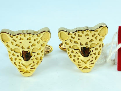 Vintage Carrera y Carrera 18K Yellow Gold Leopard Head Cufflinks JR1079