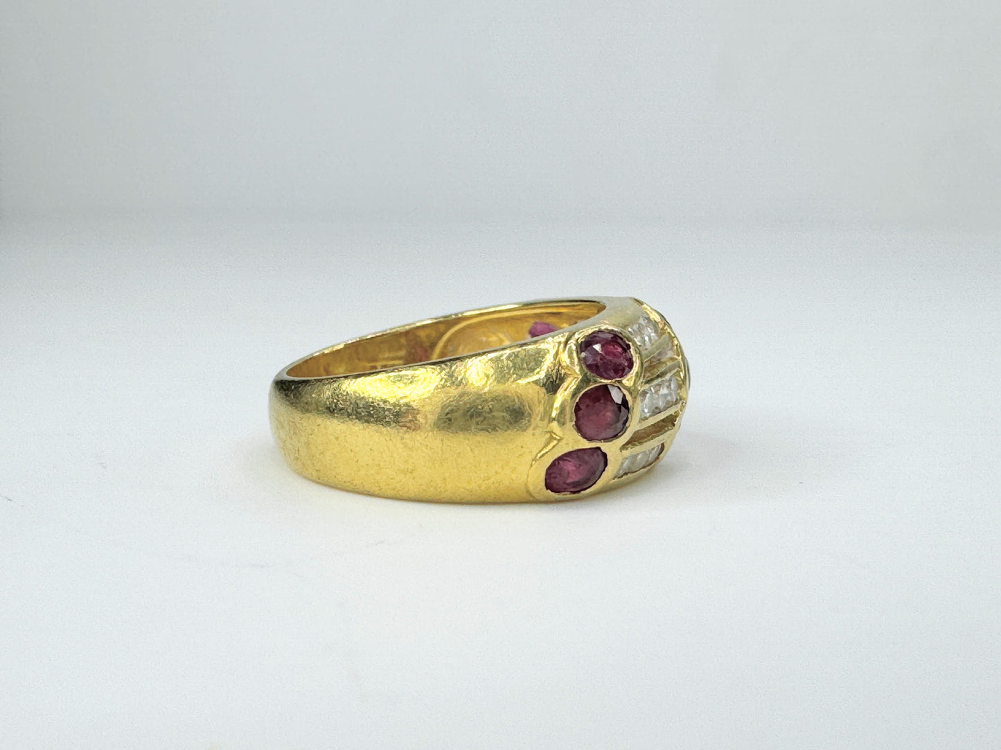 Designer Natural Ruby Diamond 18K yellow gold ring 6.9g s6.5 JR9430