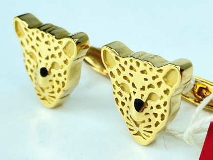 Vintage Carrera y Carrera 18K Yellow Gold Leopard Head Cufflinks JR1079