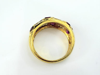 Designer Natural Ruby Diamond 18K yellow gold ring 6.9g s6.5 JR9430