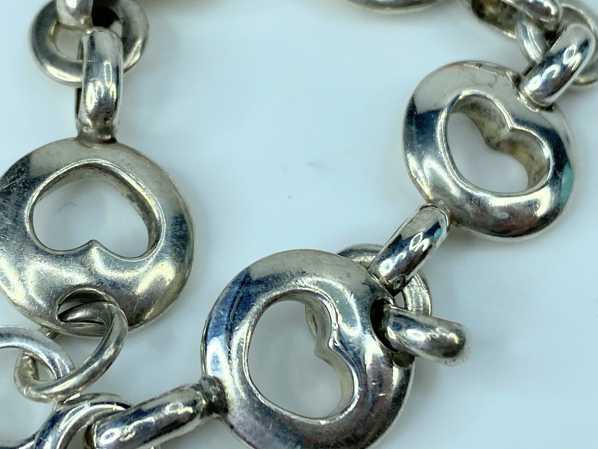 Tiffany & Co. Vintage Heart Stencil Link Bracelet 7 25" 25.7g JR322