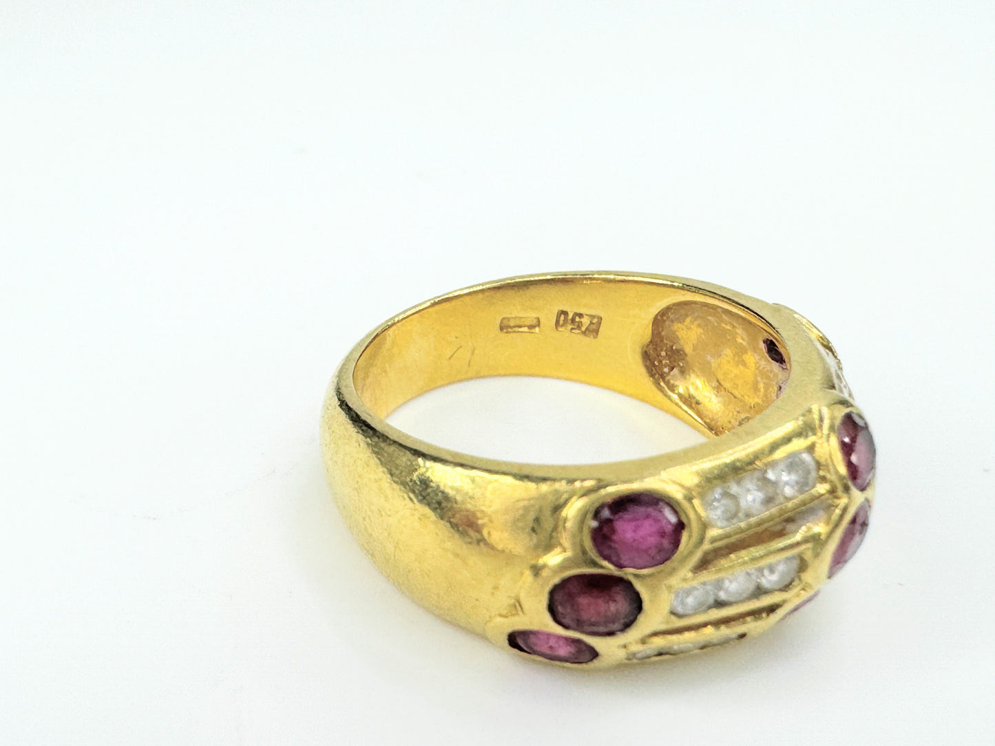 Designer Natural Ruby Diamond 18K yellow gold ring 6.9g s6.5 JR9430