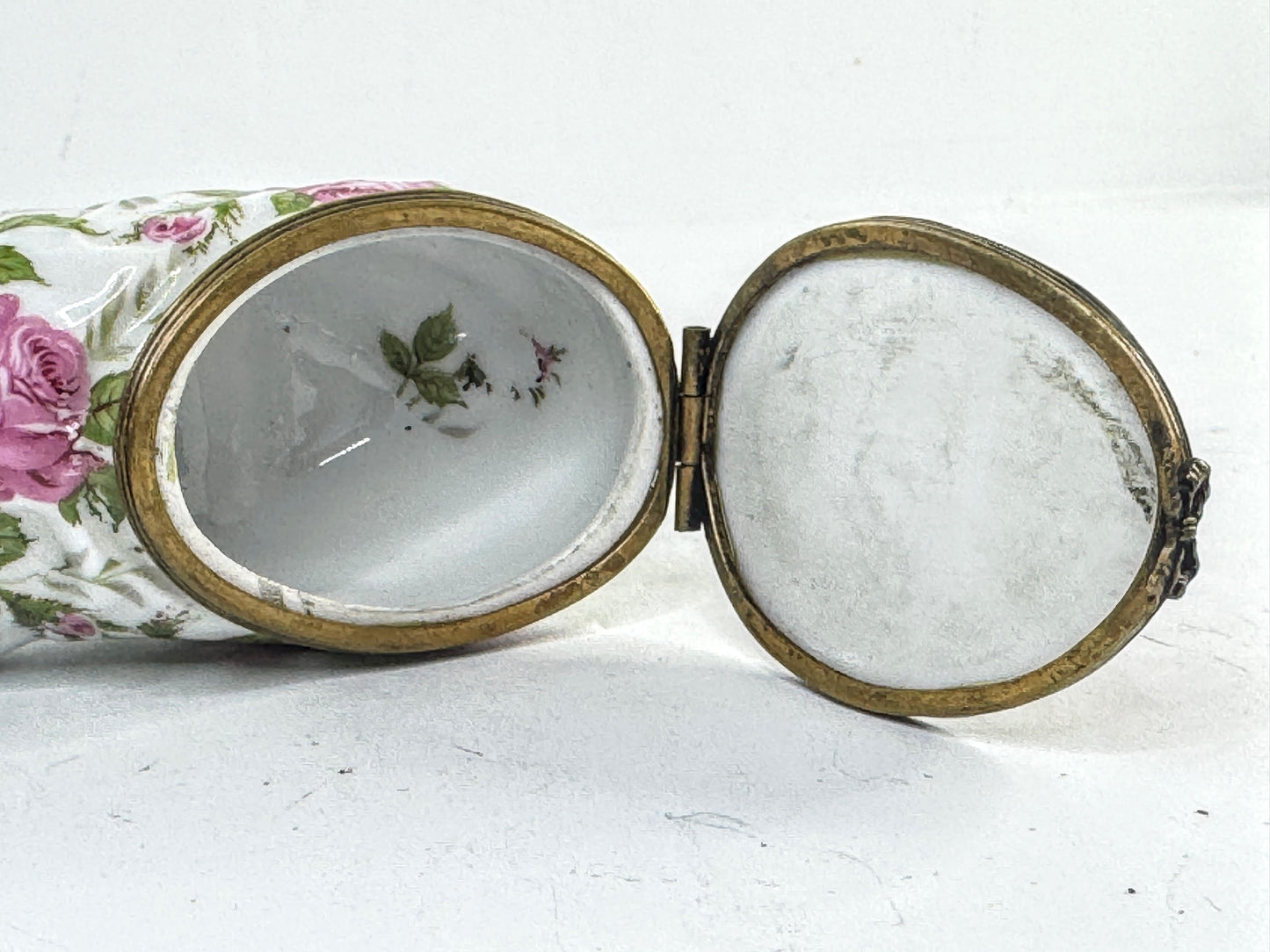 Vintage Limoges Porcelain Shoe Trinket Box Hand Painted Roses A957
