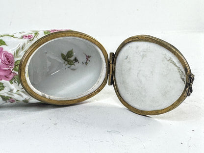 Vintage Limoges Porcelain Shoe Trinket Box Hand Painted Roses A957