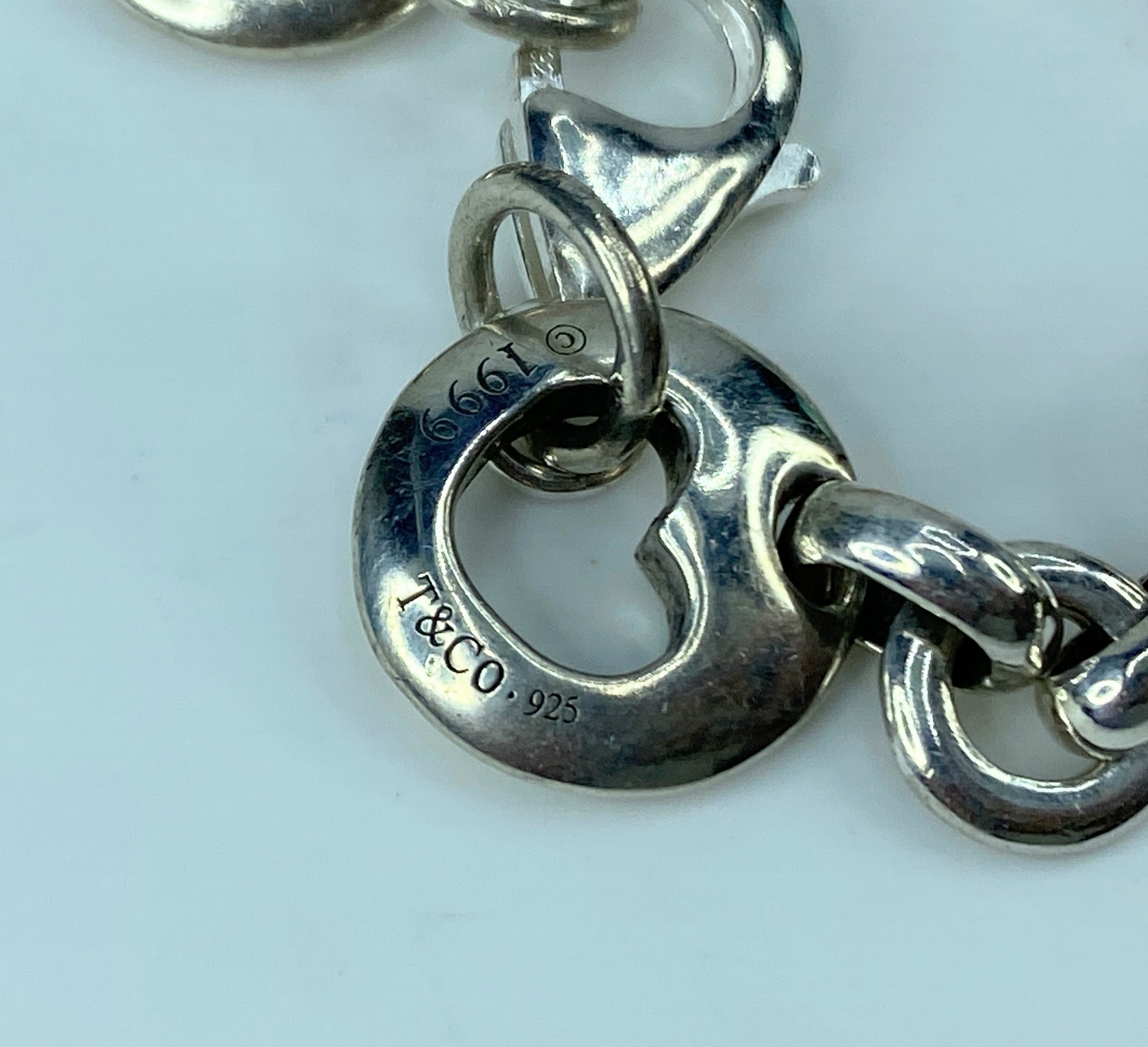Tiffany & Co. Vintage Heart Stencil Link Bracelet 7 25" 25.7g JR322