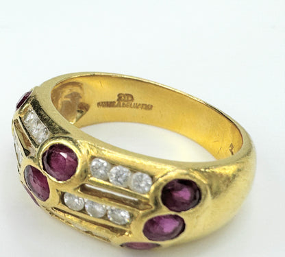 Designer Natural Ruby Diamond 18K yellow gold ring 6.9g s6.5 JR9430