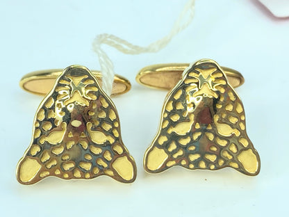 Vintage Carrera y Carrera 18K Yellow Gold Leopard Head Cufflinks JR1079