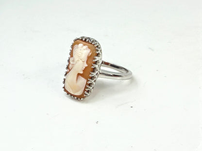 Antique Art Deco 10K Gold Shell Carved Cameo Ring JR1535