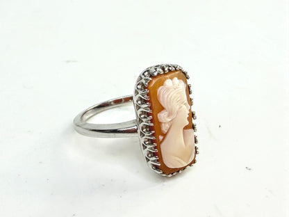 Antique Art Deco 10K Gold Shell Carved Cameo Ring JR1535