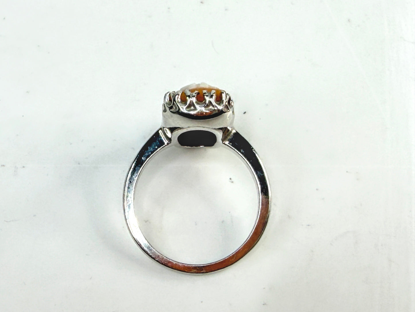 Antique Art Deco 10K Gold Shell Carved Cameo Ring JR1535