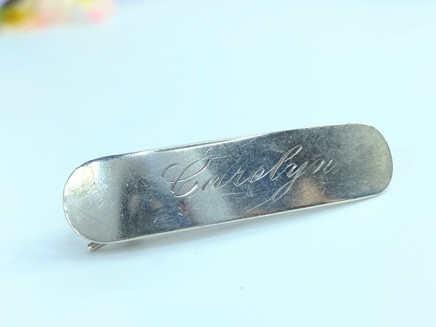 Vintage Sterling 925 Engraved Barrette "Carolyn” Engraved Barrette 7.2g JR0034