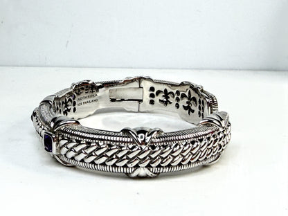 Vintage Judith Ripka Sterling Silver Amethyst Cuff Bracelet 7.75 JR1536