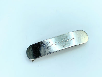 Vintage Sterling 925 Engraved Barrette "Carolyn” Engraved Barrette 7.2g JR0034