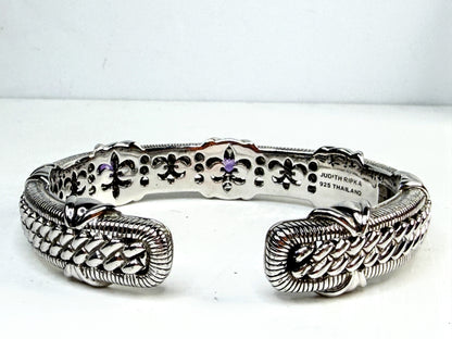 Vintage Judith Ripka Sterling Silver Amethyst Cuff Bracelet 7.75 JR1536