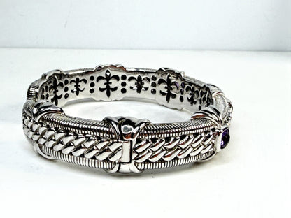 Vintage Judith Ripka Sterling Silver Amethyst Cuff Bracelet 7.75 JR1536