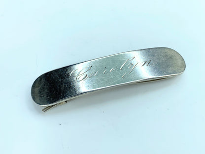 Vintage Sterling 925 Engraved Barrette "Carolyn” Engraved Barrette 7.2g JR0034