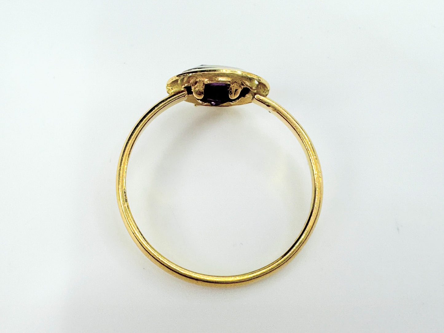 18K bi-color gold oval Garnet ring s5.5 1.5g JR9432