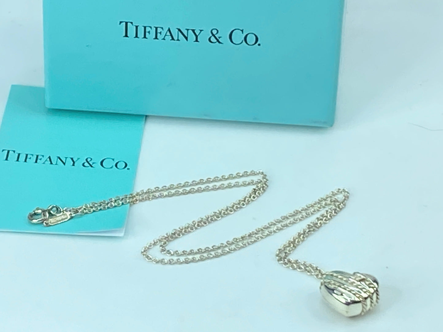 Tiffany & Co 925 Silver Solid Heart with Arrow Pendant Necklace 18" 8.9g JR338
