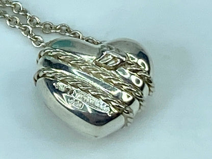 Tiffany & Co 925 Silver Solid Heart with Arrow Pendant Necklace 18" 8.9g JR338