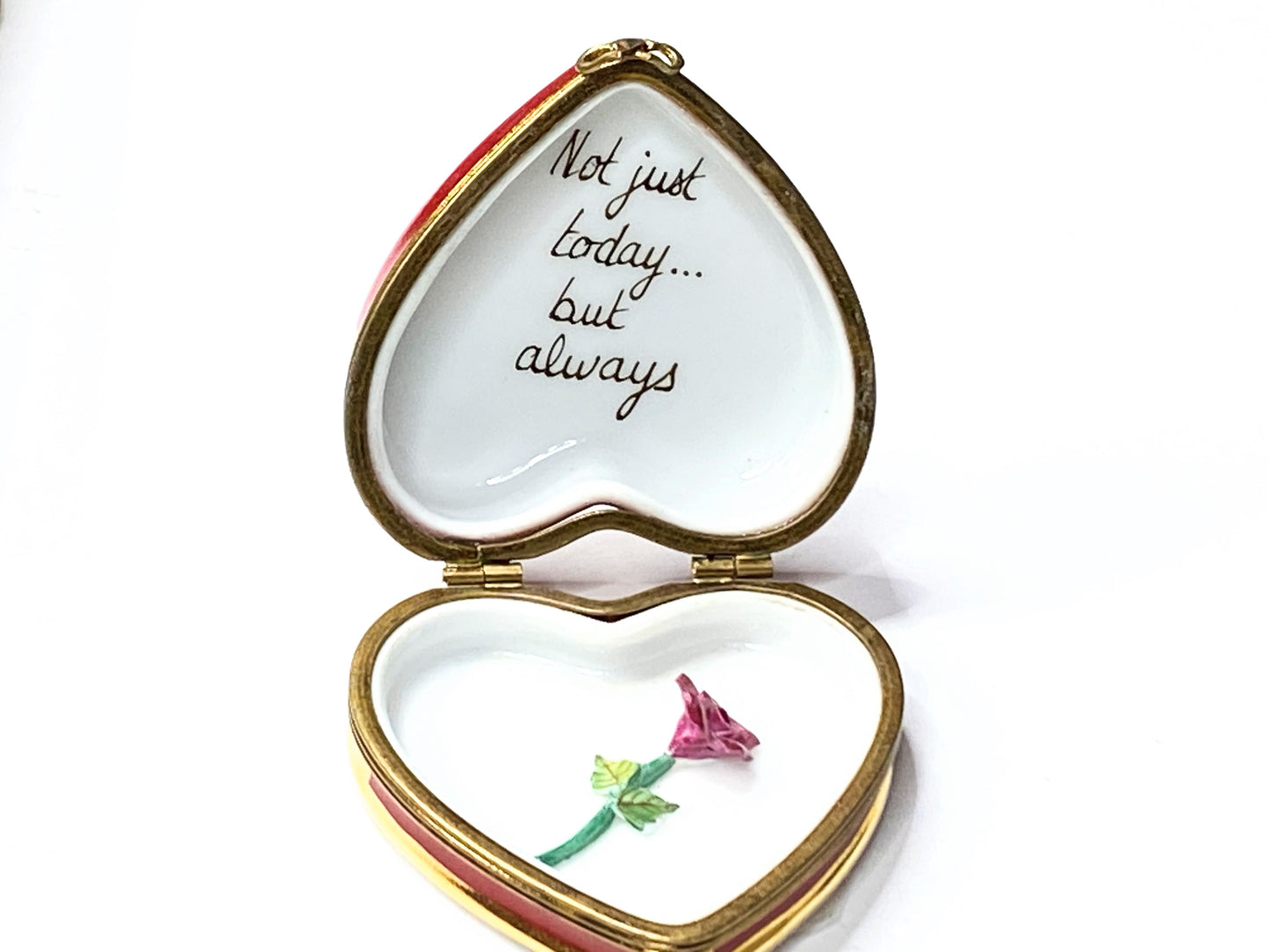 French Limoges Small Trinket Red Gold Heart Box