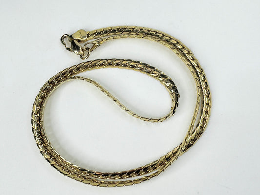 Italy 14K solid 4.3mm Curve Cuban Chain necklace 19.5" 17.5g JR9434