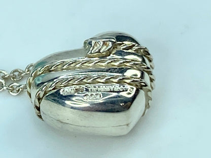 Tiffany & Co 925 Silver Solid Heart with Arrow Pendant Necklace 18" 8.9g JR338