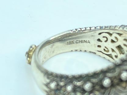 Barbara Bixby Sterling 18K Gold Floral Ring with Tanzanite/Iolite Accent JR1081