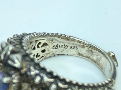 Barbara Bixby Sterling 18K Gold Floral Ring with Tanzanite/Iolite Accent JR1081