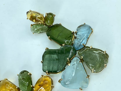 1970s Multi-Gemstone Cabochon & 14K Yellow Gold Clip-On Earrings, 46.2g JR1082