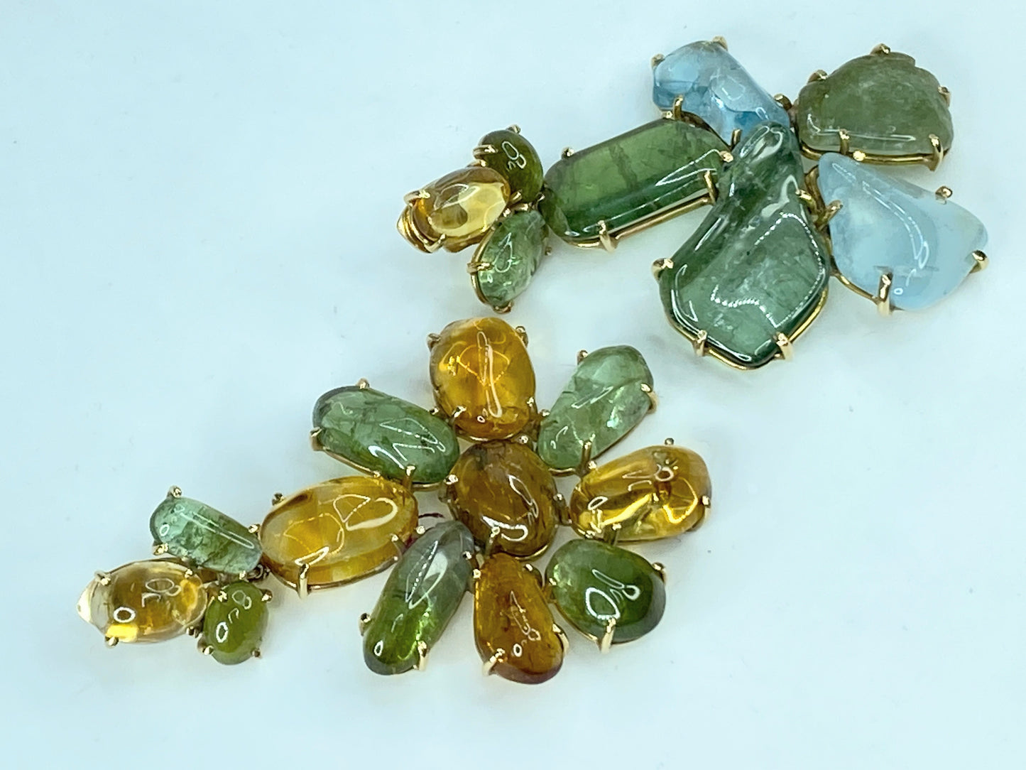 1970s Multi-Gemstone Cabochon & 14K Yellow Gold Clip-On Earrings, 46.2g JR1082