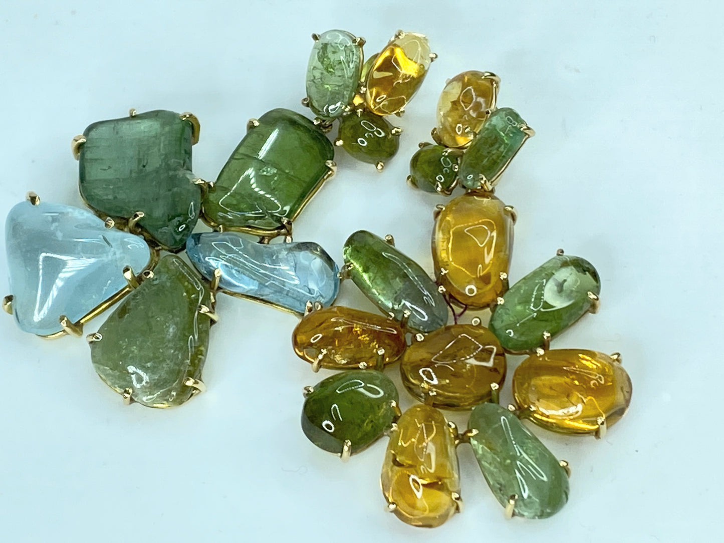 1970s Multi-Gemstone Cabochon & 14K Yellow Gold Clip-On Earrings, 46.2g JR1082